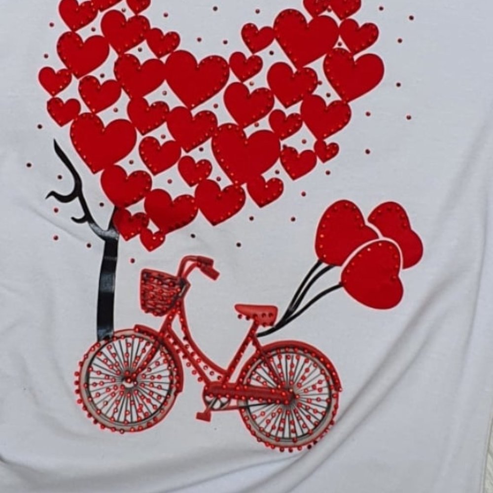 Biking with love, Rhinestone, HANDMADE, Ladies Tee, Bling T-Shirt, Perfect Gift.